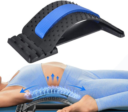 Back Stretcher for Lower Back Pain Relief, 4 Level Adjustable Lumbar Cracker Board Massager, Stretching Device for Scoliosis, Sciatica (Purple)