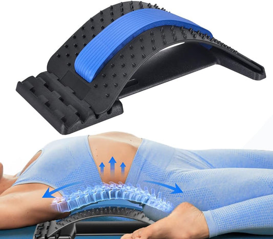 Back Stretcher for Lower Back Pain Relief, 4 Level Adjustable Lumbar Cracker Board Massager, Stretching Device for Scoliosis, Sciatica (Purple)