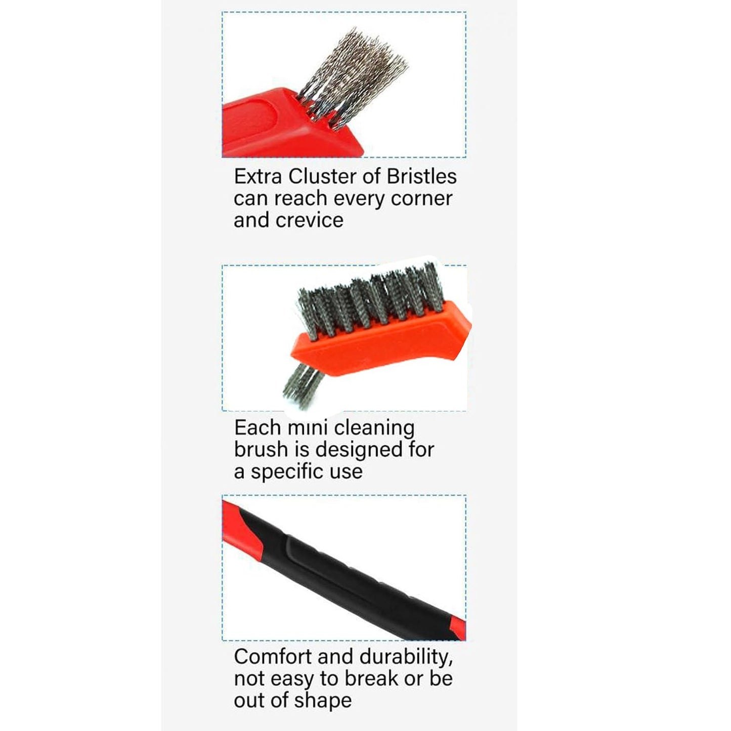 3pcs Nylon Cleaning Brushes Small Wire Brush Set for Cleaning Rust Removal in Holes