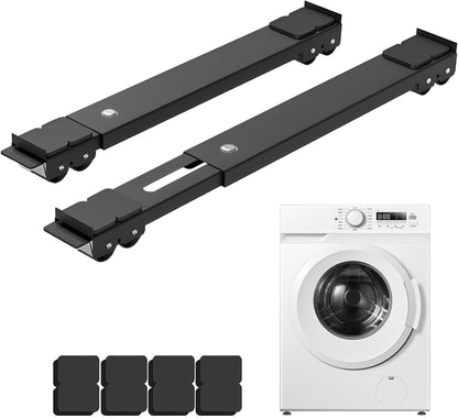 Heavy Duty Furniture Appliances Rollers, Extendable Appliance Rollers with Brake, Mobile Washing Machine Base for Refrigerators, Dishwashers, Washing Machines, 660 lbs Total Load (White
