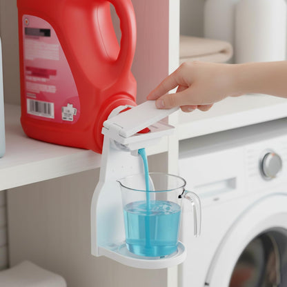 1 Pack Laundry Detergent Cup Holder,Nozzle Upgraded Labor Saving Switch,Reusable Laundry Detergent Cup Holder with Press Switch,Drip Catcher,for Laundrys Room Organization and Storage