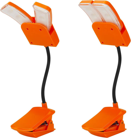 BIGMONAT Battery Operated Clip on Light, Dimmable Brightness Eye Care Book Reading Light, 360°Flexible Gooseneck Night Lighting for Home Office, Reading,Study (Orange)