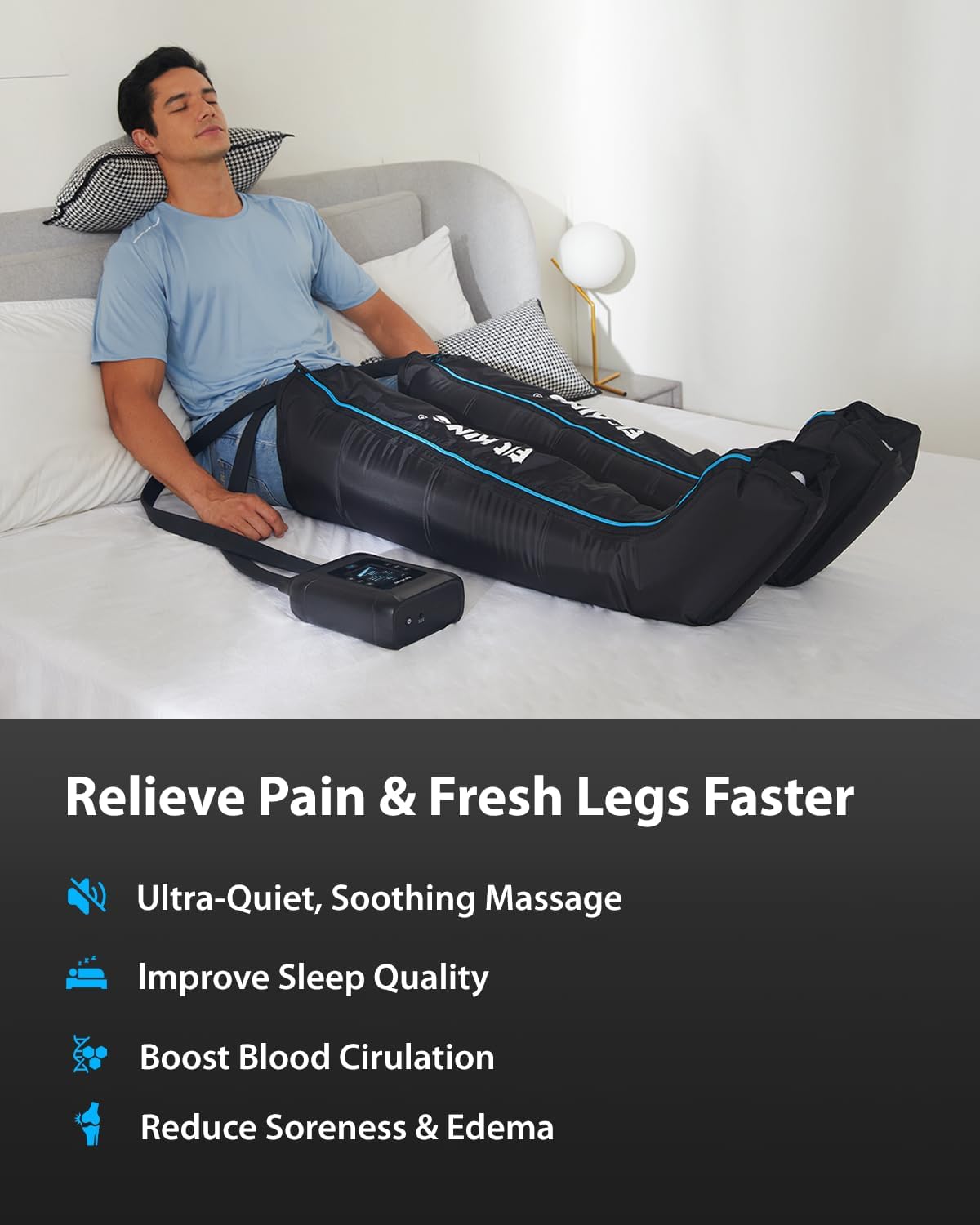 FIT KING Air Compression Leg Massager Recovery System Cordless M | FSA-HSA, Professional Compression Boots, Leg Compression, Sequential Compression Therapy, Fast Athlete Recovery & Circulation