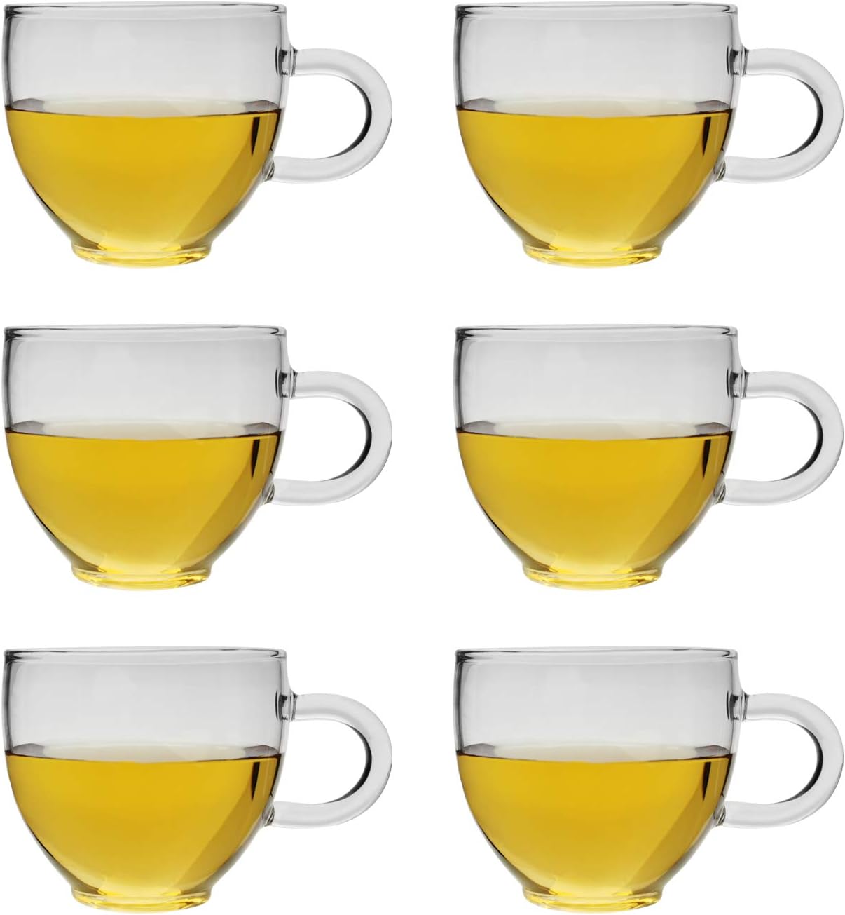 Glass Filtering Tea Maker Teapot with a Warmer and 6 Double-walled Tea Cups Set (Heating base, Standard)