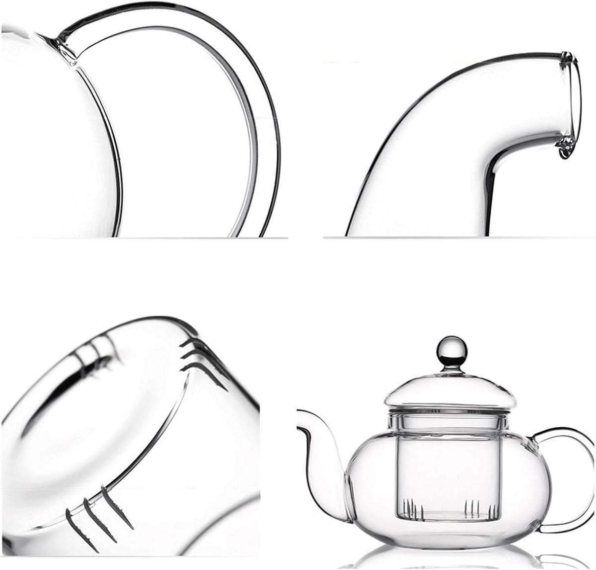 Glass Teapot Stovetop Safe-Clear Teapot with Removable Infuser-Loose Leaf and Blooming Tea Maker (20.3oz)