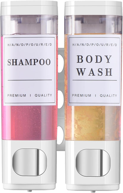Cabo Deseado Shower Soap Dispenser Wall Mounted No Drill Shampoo Dispenser for Shower Wall Shampoo and Conditioner Dispenser Bathroom Hotel 3 * 350ml Gungray with Labels
