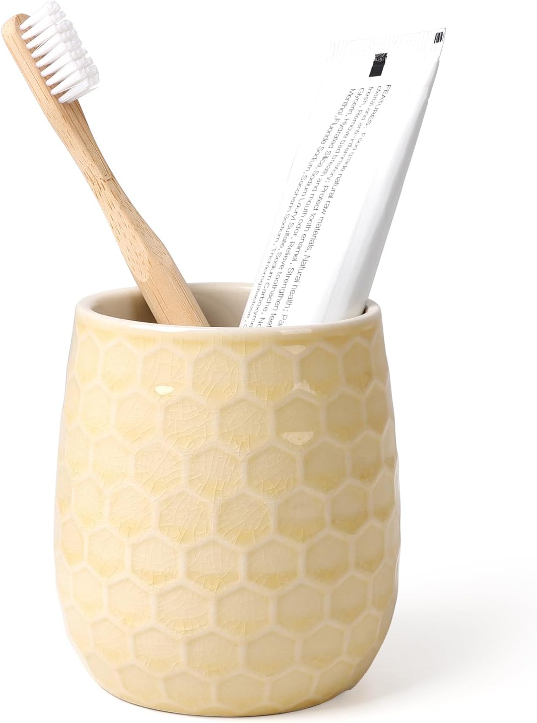 Toothbrush Holder, Tooth Brush Holder for Bathroom - Ceramic Toothbrush Cup White Toothbrush Holders Countertop, Makeup Brush Holder Pen Holder, 3.62" x 3.62" x 3.93", ANTIS'S HOME