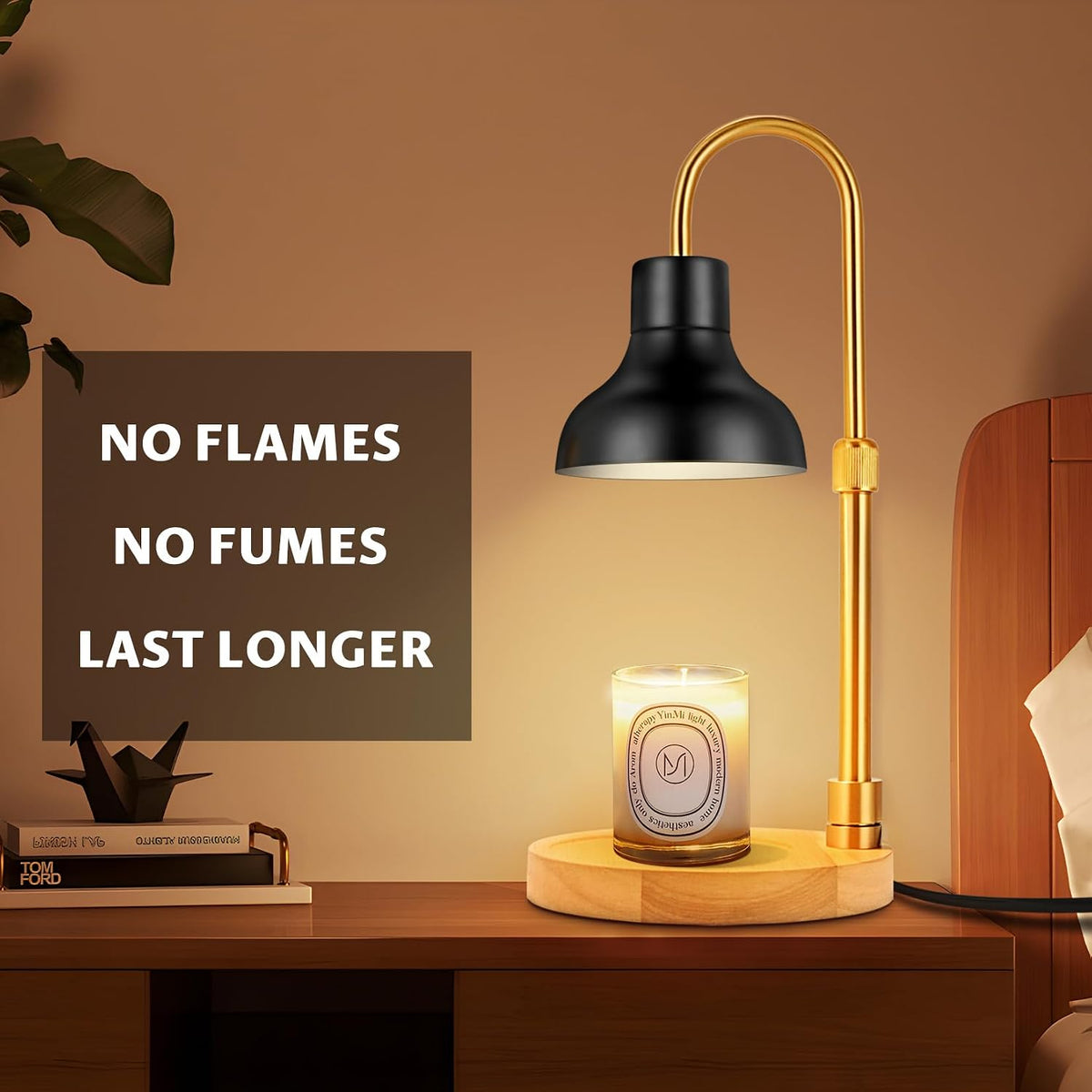 Candle Warmer Lamp Dimmable with Timer and 3 Bulbs, Adjustable Height & Brightness, Electric Candle Wax Warmer for Jar Candles, House Warming Gifts New Home Decor (Black)