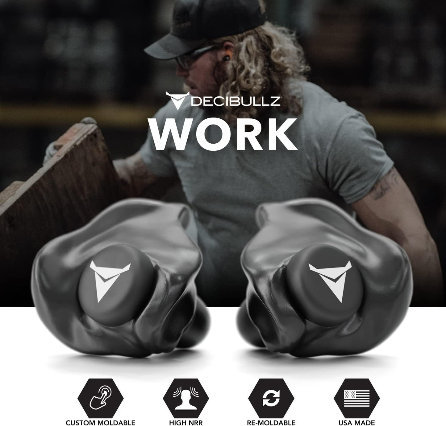 Decibullz - Custom Molded Earplugs, 31dB Highest NRR, Comfortable Hearing Protection for Shooting, Travel, Work and Concerts