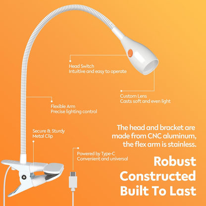 acegoo Minimalist Clip On Reading Light, Head Switch Headboard Book Lamp