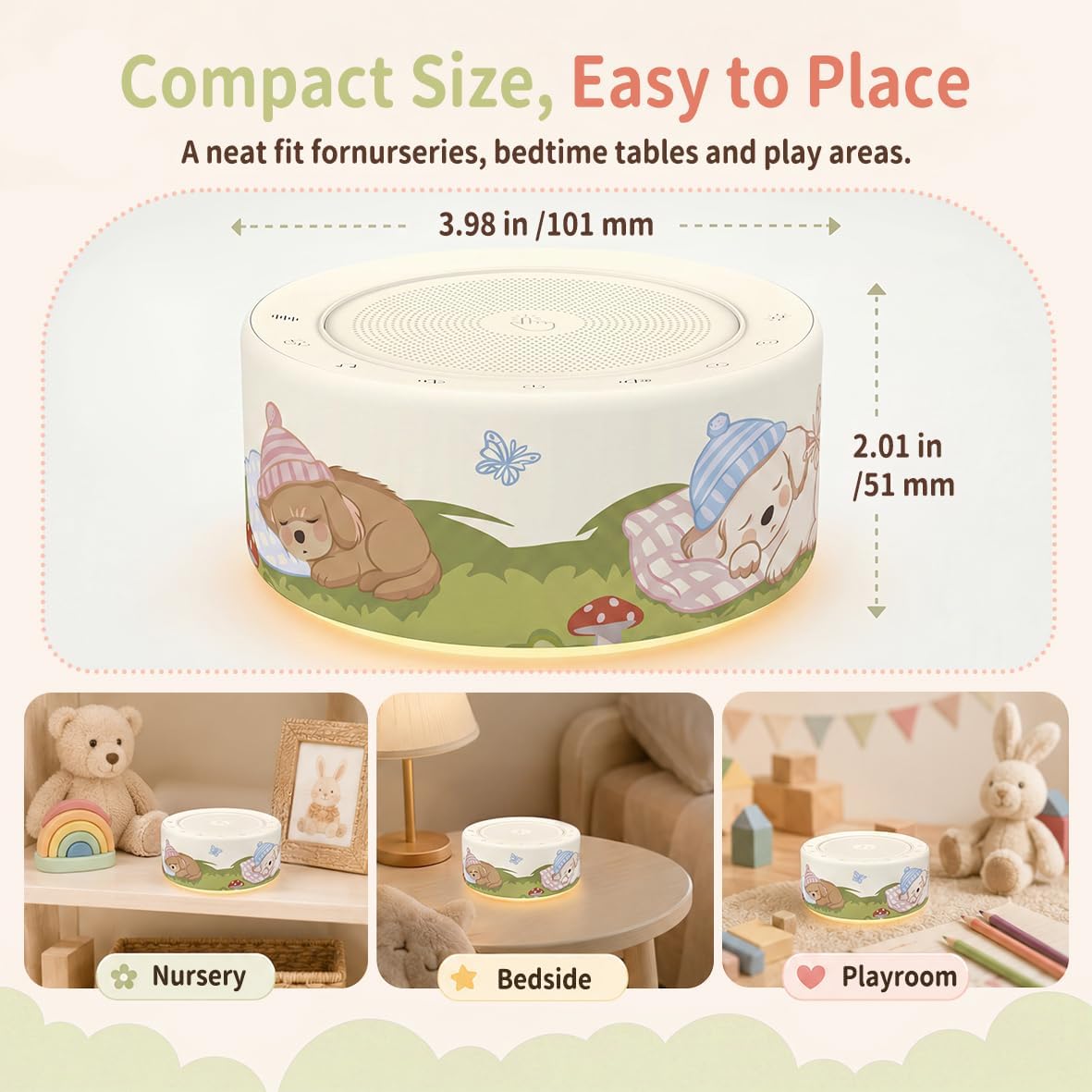 Kipcush White Noise Machine for Baby & Adults, 30 Soothing Sounds, Sleep Sound Machine with 8 Color Night Light, Memory Function, White Noise for Sleeping, Nursery, Office, Travel & Relaxation