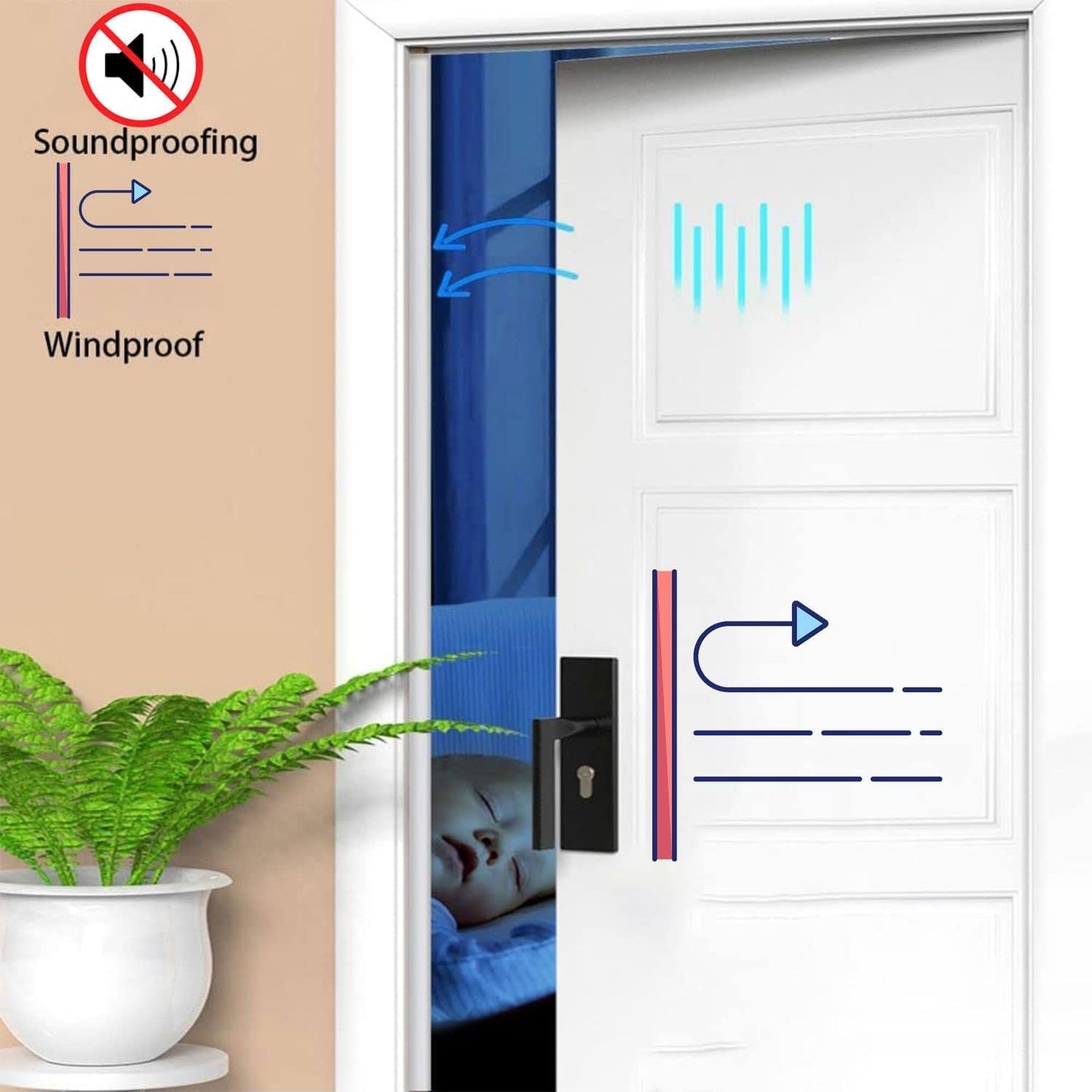 Black Rubber Weather Stripping Door Seal Strip, D Shape Door Weather Seal Strip, Self-Adhesive Soundproofing Frame Insulation Tape for Doors Frame/Window Seal,Blocks Cold Drafts Noise