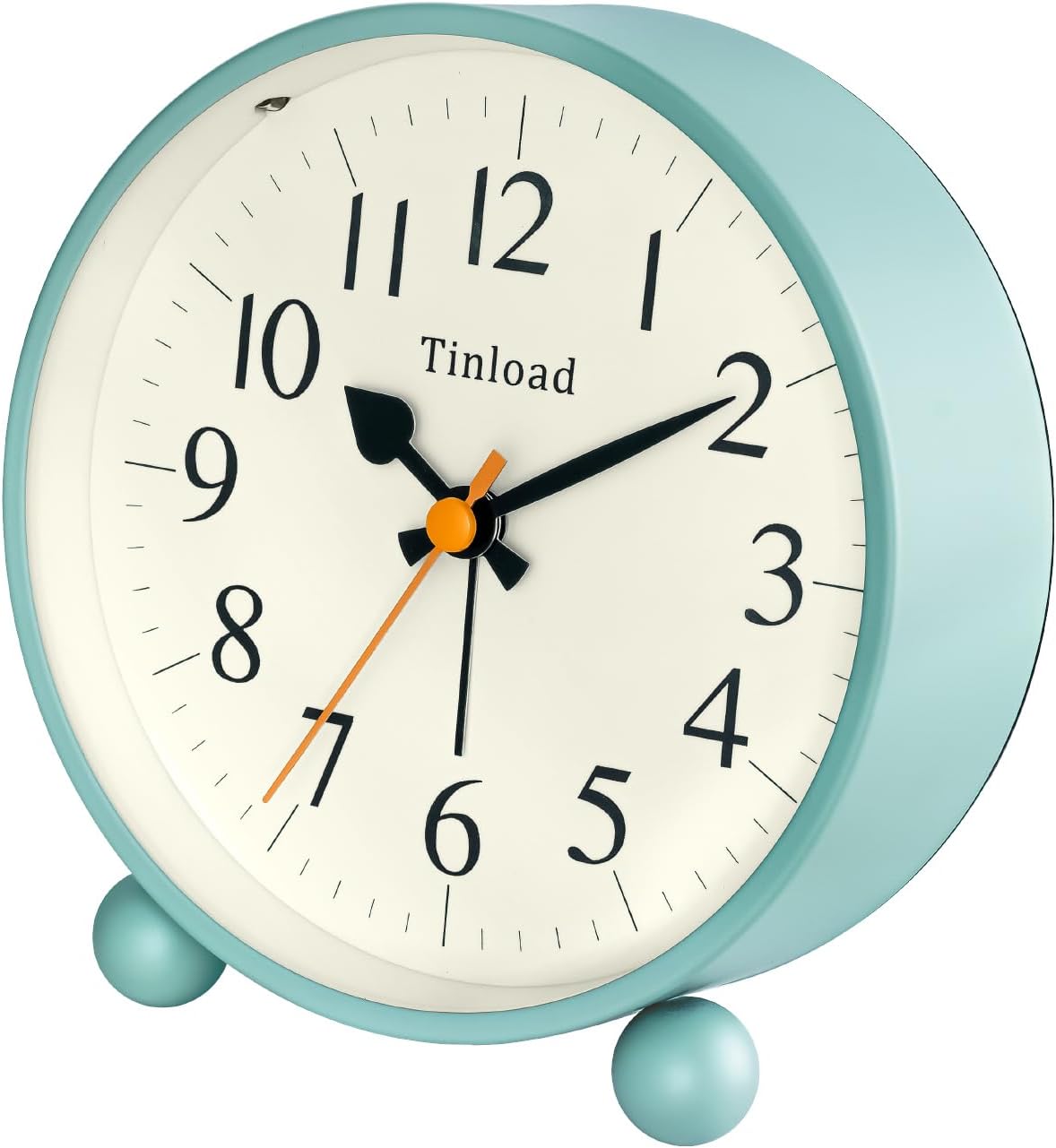 Tinload 4.5" Vintage Retro Analog Alarm Clock, Super Silent Non Ticking Small Clock with Manual Light, Snooze, Battery Operated, for Living Room, Bedroom, Bedside, Desk(Blue)