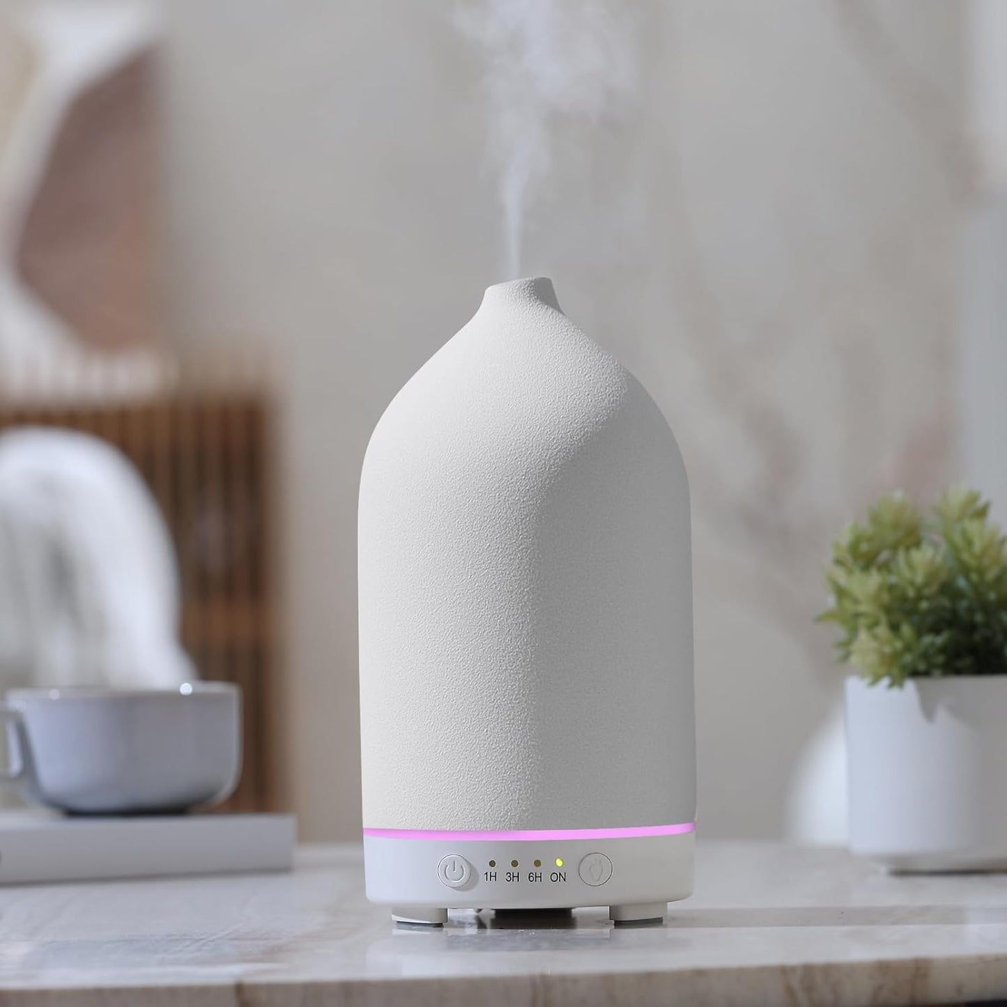 Gooamp 200ML Ceramic Essential Oil Diffuser for Home - Ultrasonic Aromatherapy Diffuser Humidifier with 7 Color LED Lights, Auto Shut-Off, 3 Timers for Bedroom, Office, Yoga, Black