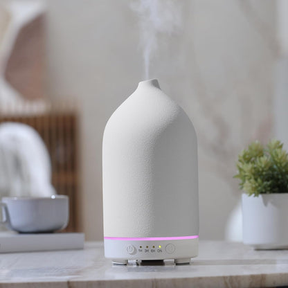 Gooamp 200ML Ceramic Essential Oil Diffuser for Home - Ultrasonic Aromatherapy Diffuser Humidifier with 7 Color LED Lights, Auto Shut-Off, 3 Timers for Bedroom, Office, Yoga, Black
