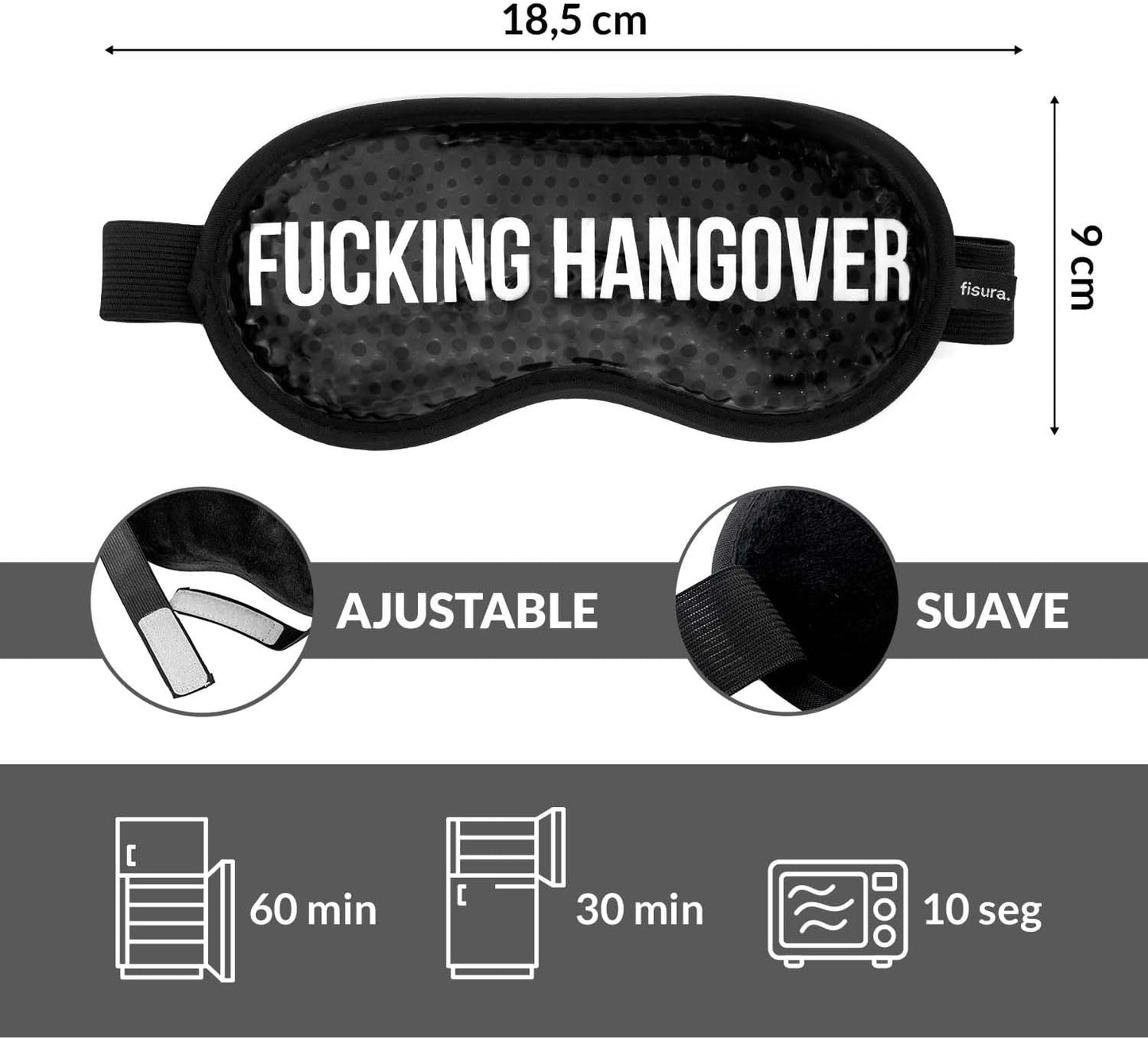 Fisura - Black Cooling Gel Eye Mask for Migraine Relief – Reusable Cold Eye Mask for Puffy Eyes & Dark Circles, Hot & Cold Therapy for Headache & Sinus Pain with Storage Pouch, 7.28 x 3.54 in