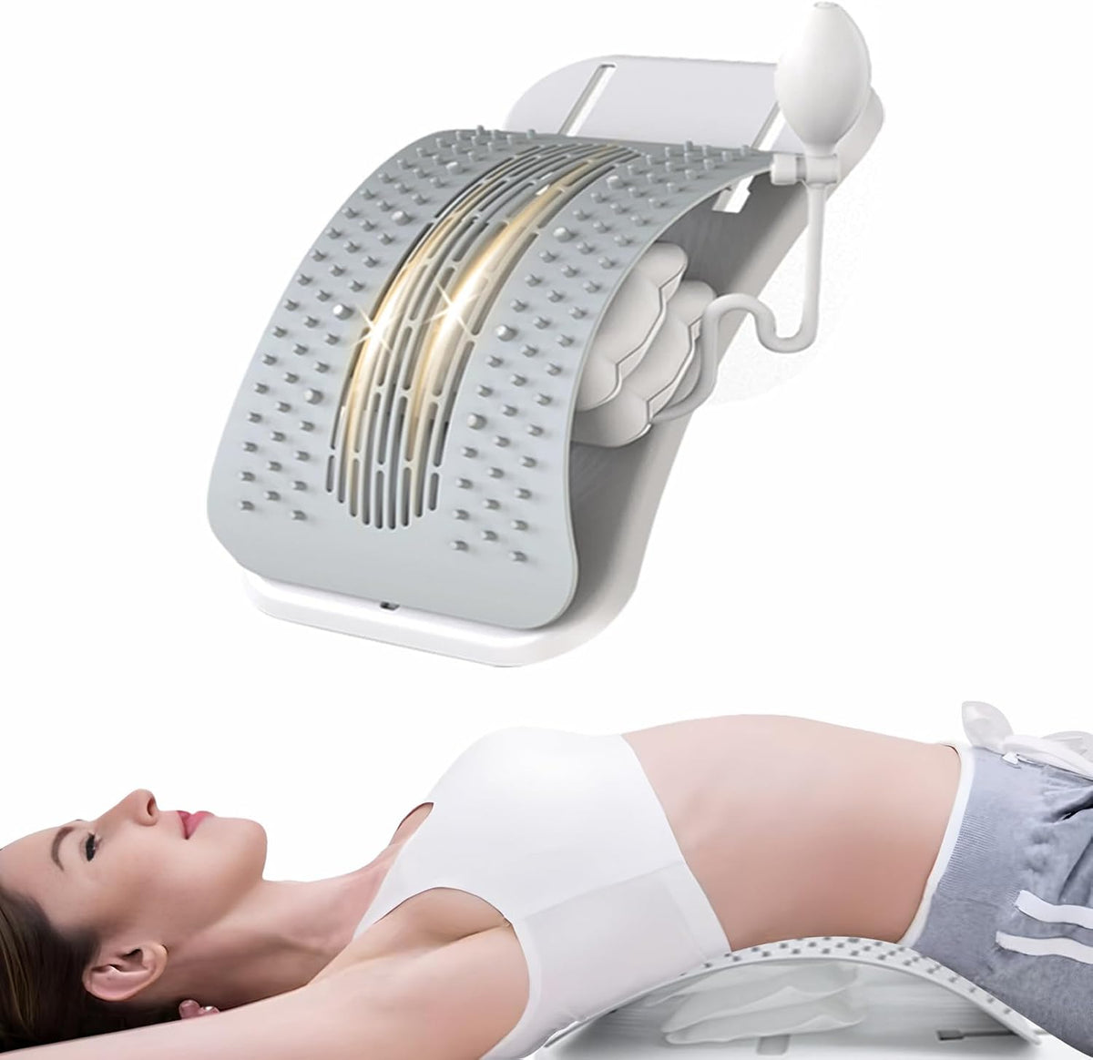 Adjustable Back Stretcher with 4 Level Airbag - Lumbar Support Board & Back Cracker for Spine Relief