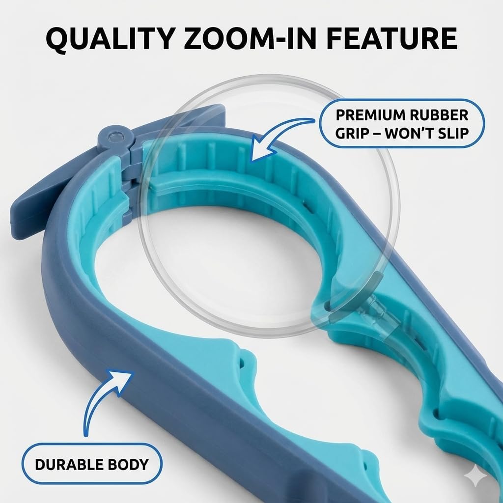 Jar Opener Bottle Opener and Can Opener for Weak hands - Seniors with Arthritis and Anyone with Low Strength - Mutil Jar Opener Get Lids Off Easily - Blue and Grey