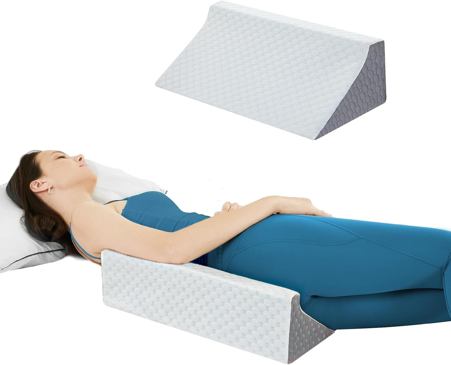 Body Positioner Wedge Pillow for Side Sleeping Support | Back and Leg Support, Body Positioning, Pregnancy Support, Ankle Elevation, Memory Foam, Machine Washable Cover