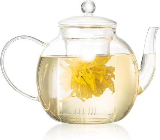 Large Glass Teapot with Infuser, 1530 ml/52 oz Clear Tea Kettle