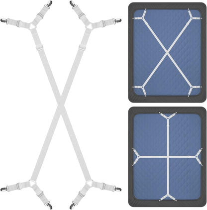 ZHOUBIN Sheet Suspenders Clips, Bed Sheet Straps Mattress Sheet Holders for Twin, Full, Queen, King - Keep Sheets in Place Corner Sheet Grippers Fasteners Sheet Stays