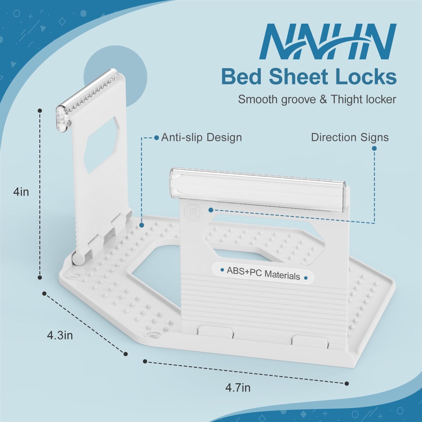 Lock Sheet Holders Keep Sheets Firm & Tight, Heavy Duty Bed Sheet Holder Straps for Corners, No More Loose Sheets or Wrinkles, Strong Grip Universal Sheet Clips, White