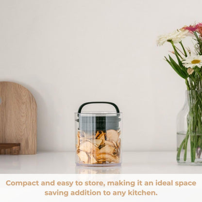 Prepara Evak Fresh Saver Airtight Plastic Container, Small (4” x 3.75”, 1.8 Cups), BPA-Free Food Storage Canister Vacuum Sealed Lid Handle, Odor Resistant, Ideal for Coffee Beans & Dry Goods | Shatterproof BPA-Free Airless Food Storage Canister, Odor