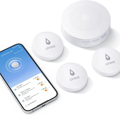 WiFi Water Leak Detector for Home, 3 Pack Water Sensors | with 100dB Adjustable Alarm, Leak Alert Email&SMS Notification, 200M Transmission for Basement, Bathroom, Laundry, IFTTT