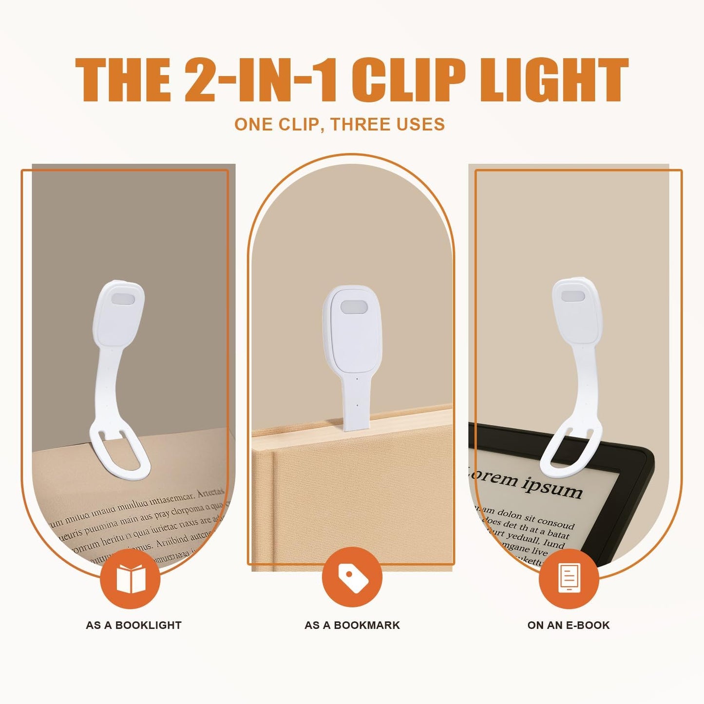 Rechargeable Kids Book Light, Cute Bookmark Reading Light for Kids, Dimmable Portable LED Book Light for Reading in Bed, Eye-Caring Bedtime Reading Lamp for Children & Travel, Brown