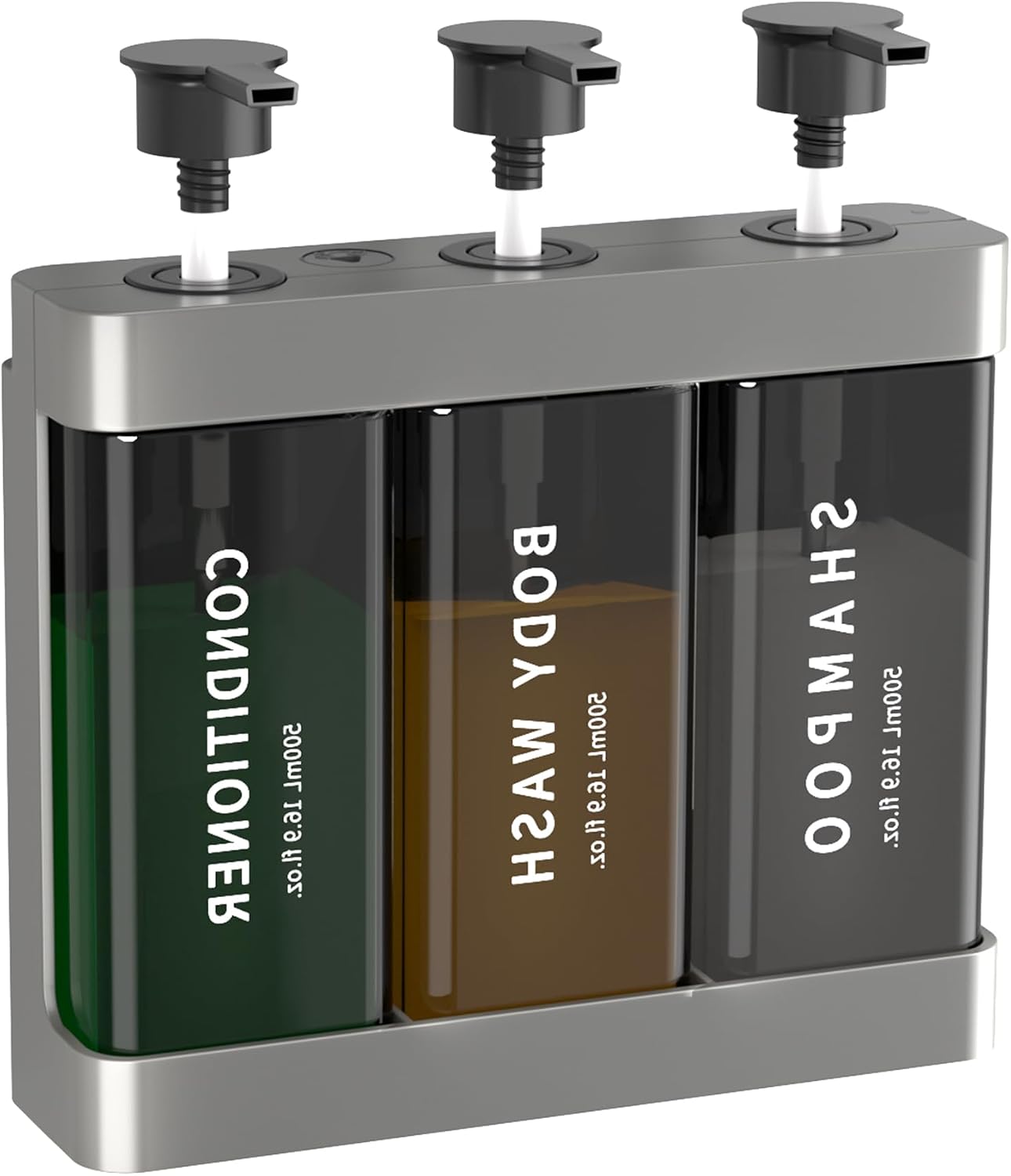 Shampoo and Conditioner Dispenser Shower Soap Dispenser 3 Chamber No Drill, 3 * 16.9 fl.oz Shampoo Dispenser for Shower Wall Mounted Shower Shampoo Dispenser 3 Chamber for Bathroom Hotel Black