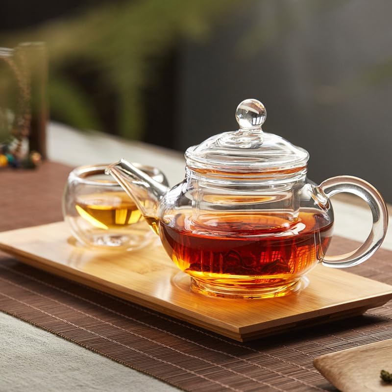 Small Tea Pot,Glass Teapot with Infuser, Tea Kettle for Loose Tea,8 Oz