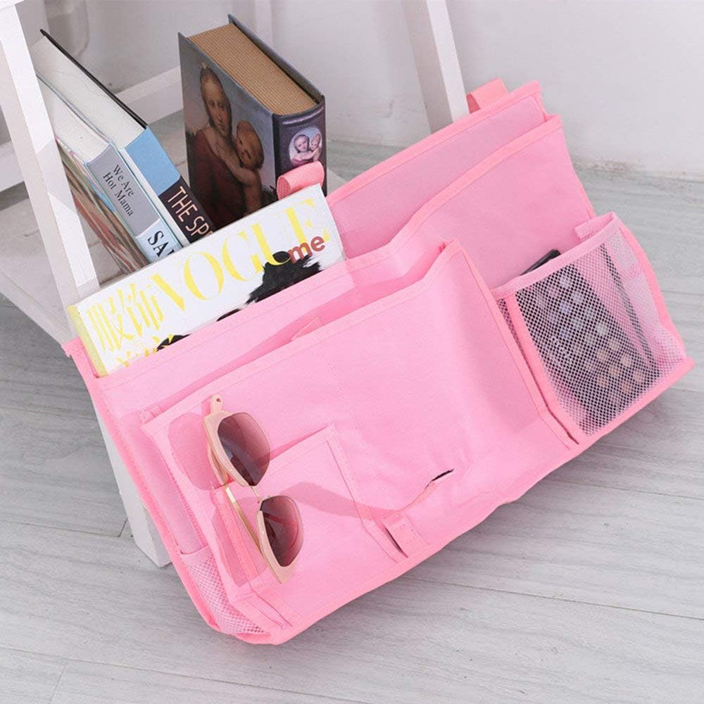 Createy Bedside Caddy Hanging Organizer Storage Bag Pocket for Bunk and Hospital Beds, College Dorm Rooms, Baby Bed Rails, Camp - 4 Pockets and 2 Hooks