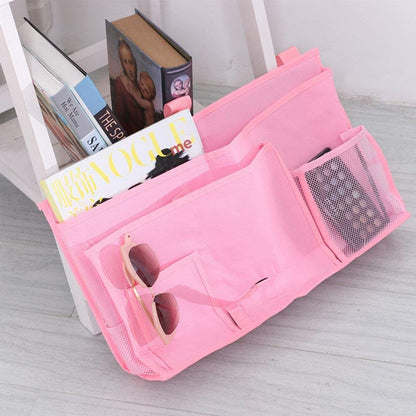 Createy Bedside Caddy Hanging Organizer Storage Bag Pocket for Bunk and Hospital Beds, College Dorm Rooms, Baby Bed Rails, Camp - 4 Pockets and 2 Hooks