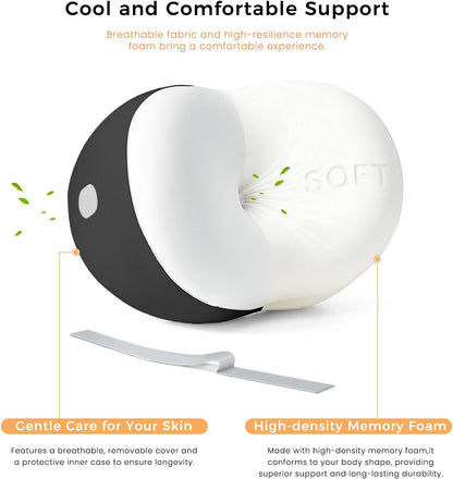 Knee Pillow for Side Sleepers, Leg Pillow with Adjustable Hook & Loop Strap & Removable Washable Cover for Spine Alignment, Sciatica, Hip & Back Pain Relief