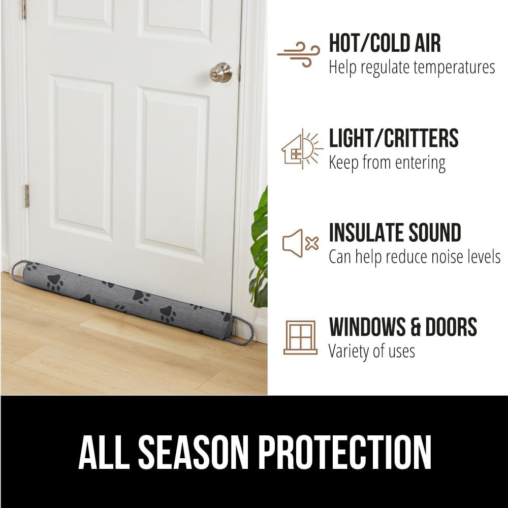 GORILLA GRIP Door Draft Stopper for Bottom of Doors, Cold Air Insulation Sweep, Weather Stripping Seal Noise, Soundproofing, Warmth Sealer, Easy Install Gap Filler, Home Essentials, 32 Inch, Gray
