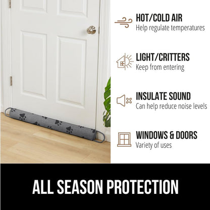 GORILLA GRIP Door Draft Stopper for Bottom of Doors, Cold Air Insulation Sweep, Weather Stripping Seal Noise, Soundproofing, Warmth Sealer, Easy Install Gap Filler, Home Essentials, 32 Inch, Gray