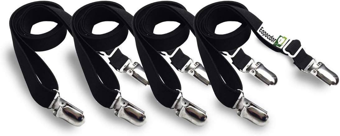 Long Bed Sheet Clips,Adjustable Bed Fitted Sheets Mattress Holder Straps Suspender Fastener,4 Pieces (White)