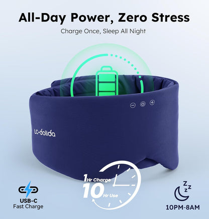 Luxury Bluetooth 5.4 Sleep Mask for Adults - Ice Fiber Cooling & HD Sound, 100% Light Blocking Adjustable Eye Cover for Travel & Side Sleepers - Soft Sleep Headphones with 10H Playtime