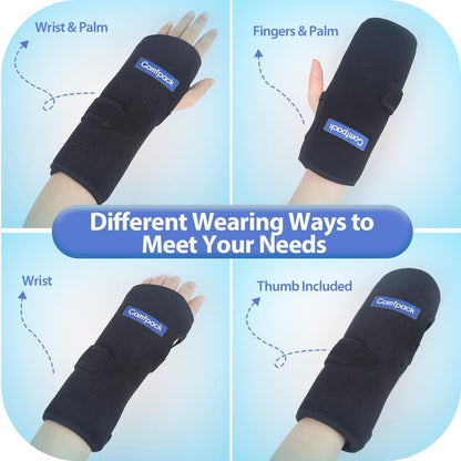 Wrist Ice Pack Wrap for Carpal Tunnel Relief with 2 Gel Ice Packs | Reusable Wrist Brace Compression Sleeve for Injuries, Tendinitis, Swelling, Surgery Recovery, Detachable Gel Inserts, Gifts
