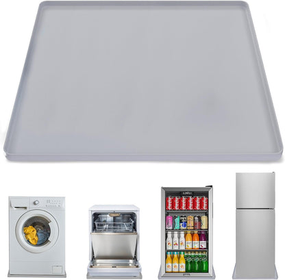 Washing Machine Drain Pan, 26x26 Inch Silicone Mat with Raised Edge, Waterproof Leak Protector Tray for Under Washer and Dryer, Anti-Slip and Foldable Laundry Room Mat
