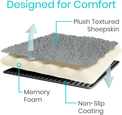Vive Wheelchair Armrest Pads (2 PCS) - Memory Foam Sheepskin Cushion | Accessories for Transport Electric Wheel Chair Arm Rests - for Adults, Seniors, Handicapped - Soft Support for Office Chair