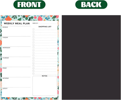 Thboxes 60 Sheets Magnetic Weekly Meal Planner for Fridge, Grocery List Pad | Tear-Off Shopping List, 7x10 In, Flower Design, Full Backing Grip, for Meal Prep, Kitchen, Families, Parents, Home Office