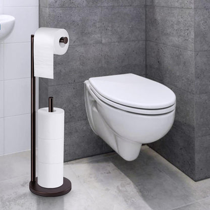 Toilet Paper Holder Stand, Brushed Nickel Toilet Paper Holder Free Standing | Stainless Steel Toilet Paper Holder for 4 Rolls, Bathroom Organizers and Storage with Anti-Slip Base and Rustproof