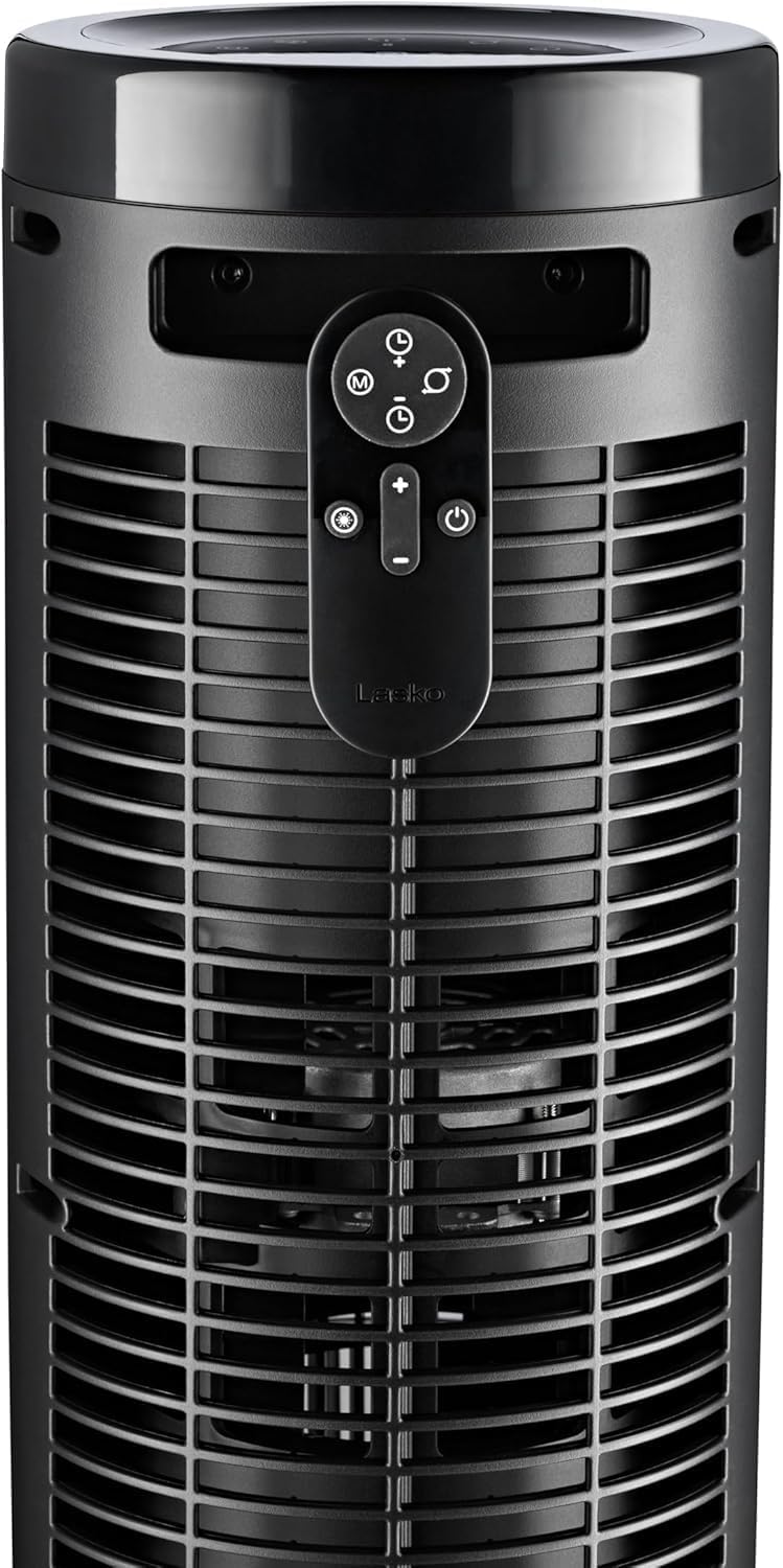Lasko Elevation Tower Fan for Bedroom, Office, and Living Room - 42”-54” Adjustable Height Cooling with 31 ft/s Airflow and 90° Oscillation- Quiet 28 dB Operation - Remote Control - Black
