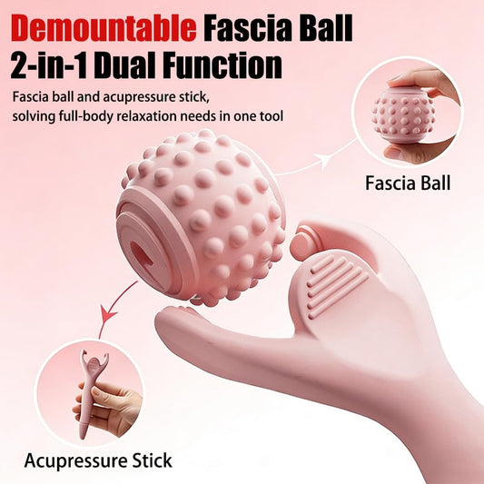 Ouliget Demountable Roller Massage Ball | 2 in 1 Ergonomic Handle, Muscle Roller Stick, Manual Massage Tools, Relief Neck Arm Back Leg Body Deep Release
