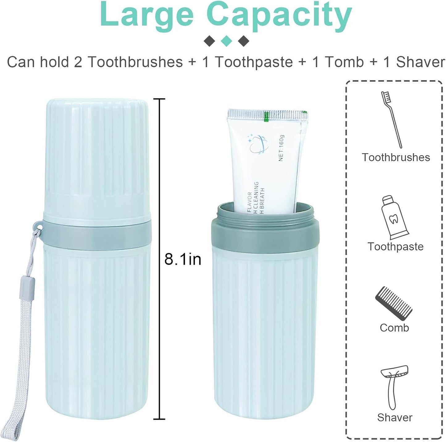 Mulbozy 4 Packs Portable Travel Toothbrush Case, Breathable Plastic Toothbrush Holder for Home, Travel, Business, Camping, School
