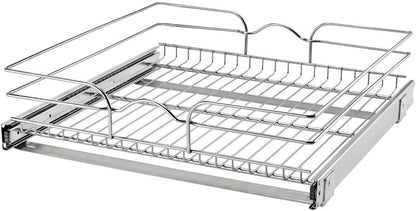 Rev-A-Shelf Pullout Organizer for Cabinets, Min Opening Width of 18" | STwo-Tier Steel Shelf for Kitchen or Vanity Cabinet Organization, Heavy Gauge Wire Slide Out Storage Basket, 5WB2-1822CR-1