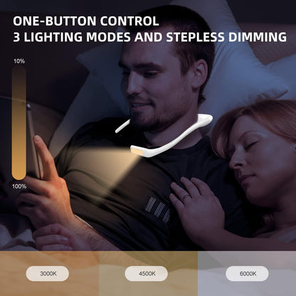 LED Neck Reading Light for Books: 3 Color Adjustable Bendable Arms Black