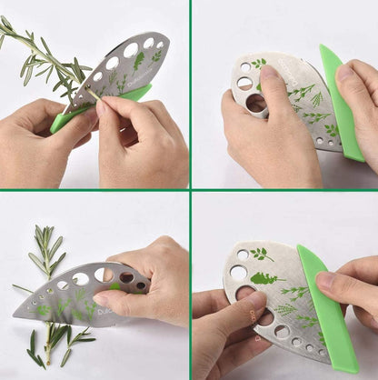 Dulcicasa Leaf Herb Stripper 9 Holes, Stainless Steel Herb Cutter with Safety Cover for Kale, Chard, Collard Greens, Thyme, Basil, Rosemary, Kitchen Herbs Stripper Tool (1pc)