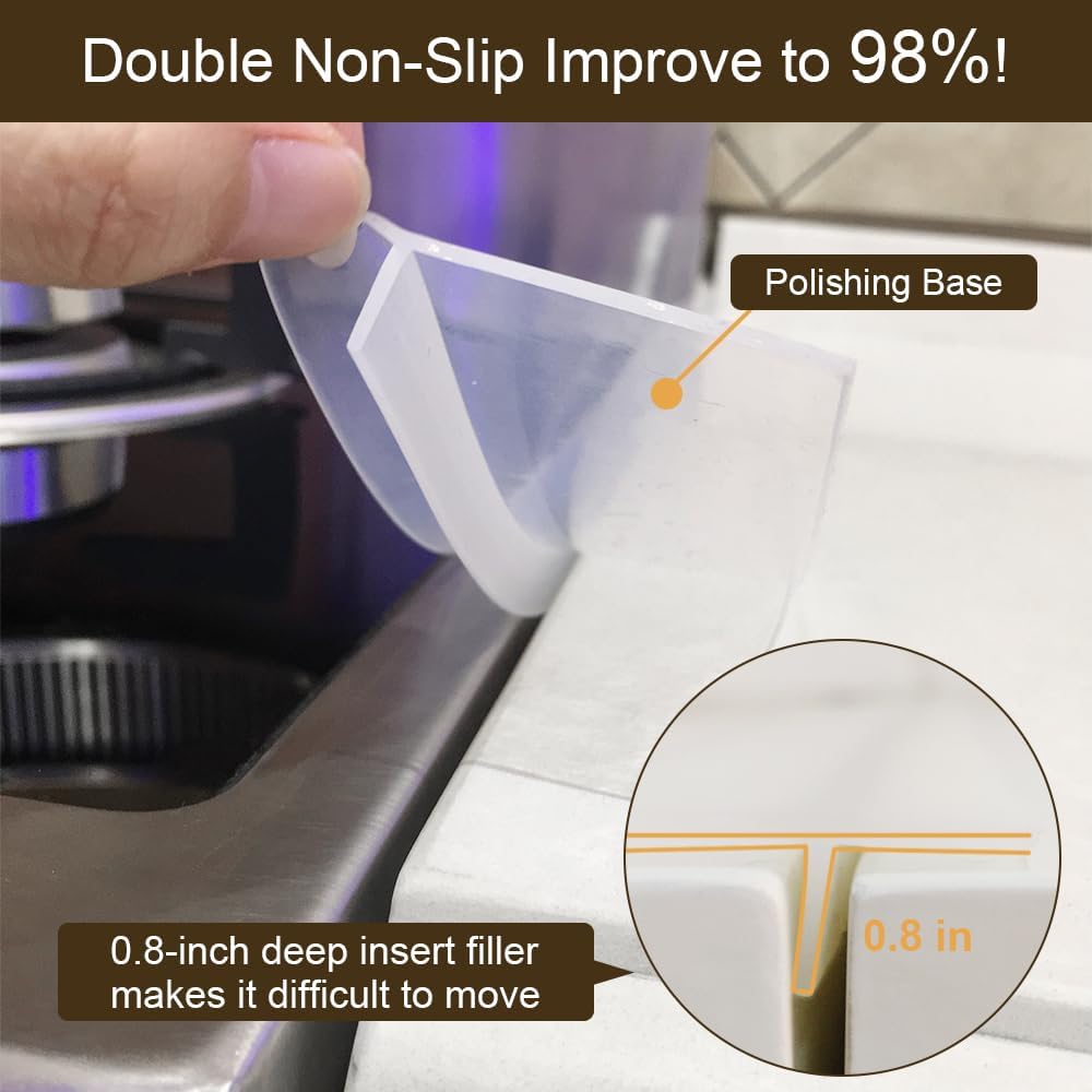 Silicone Stove Counter Gap Cover 30 Inch Side Range Gap Filler 2 Pack Black | Extra long kitchen stove gap covers, 0.2-1 inch gap, heavy 10 oz, cut to size, oven crack guards between stove and counter